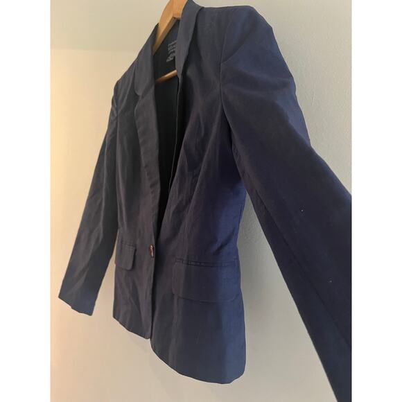Vintage Willow Ridge Linen Cotton Women's One Button Blazer Blue Size 6 JL - Picture 3 of 7
